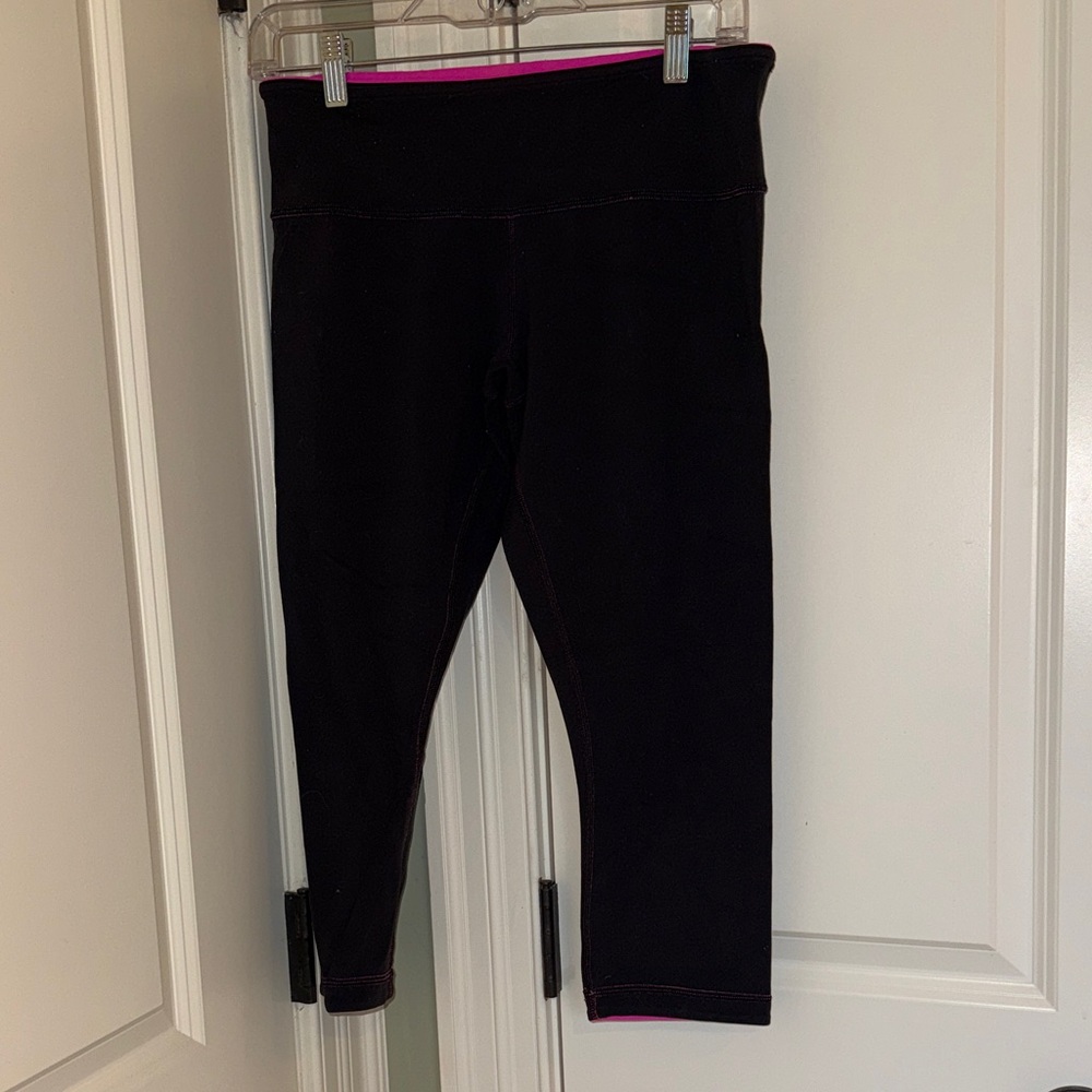 lululemon athletica Black Leggings with Pink Trim